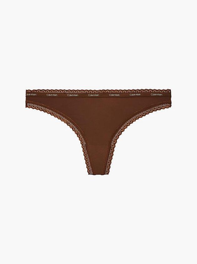 Calvin Klein USA Bottoms Up Womens Thong Brown 3048657-MO